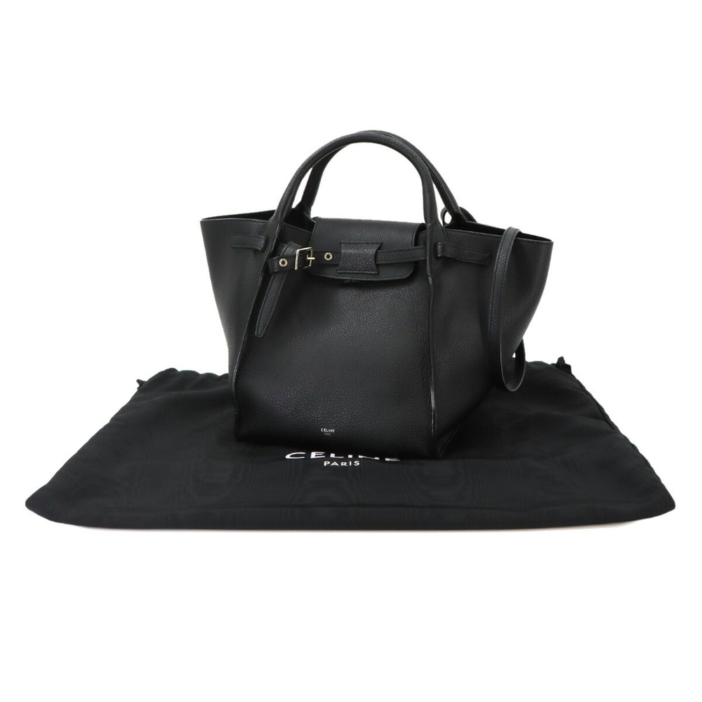 Celine Big Bag Small with Long Strap 2-way Handbag Shoulder Leather Black 189...